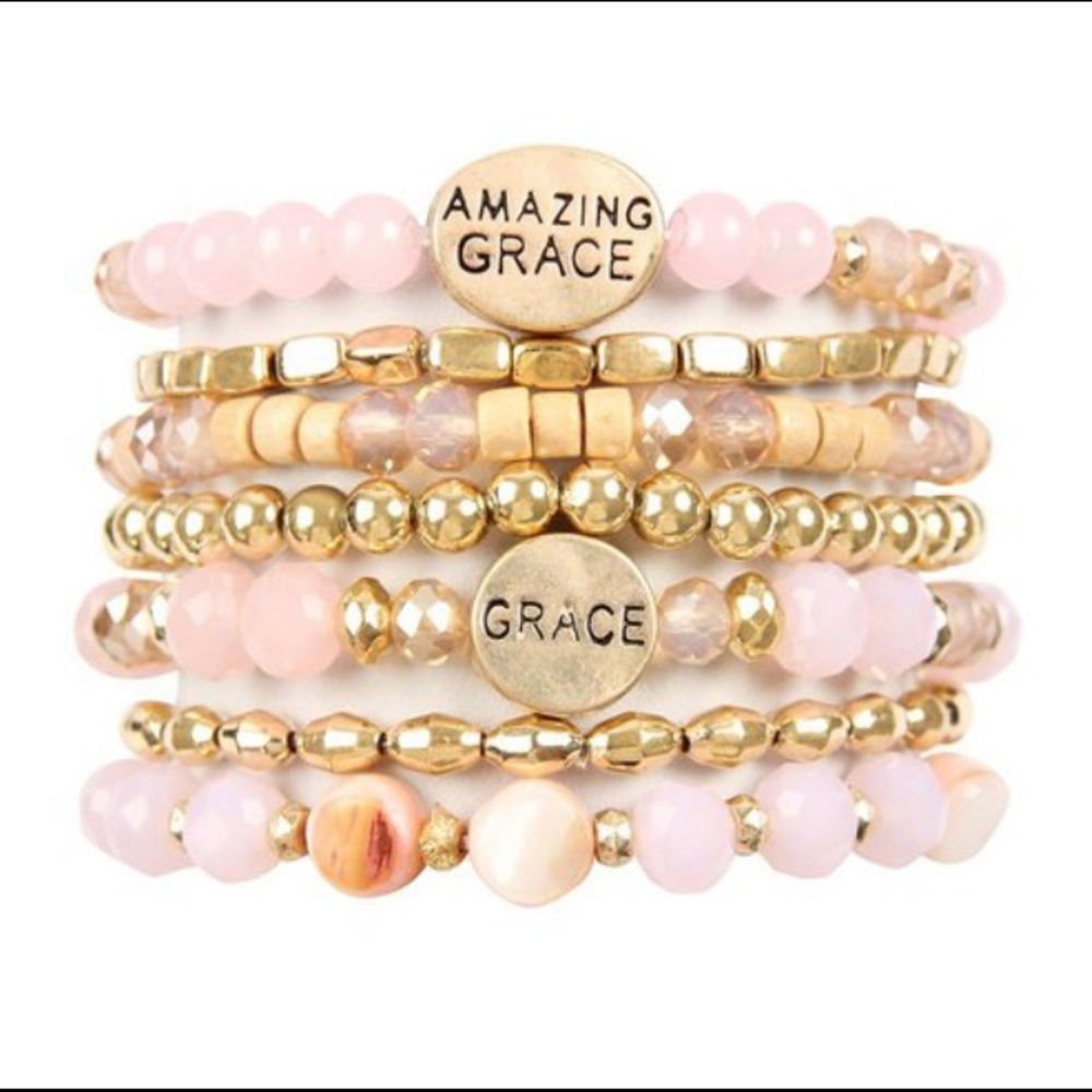 AMAZING GRACE CHARM MIX BEADS BRACELET